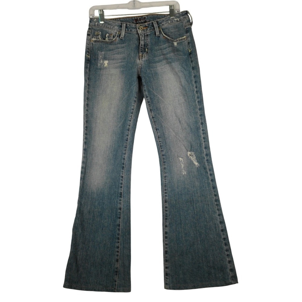 Hint‎ Jeans Women's Size 5 Flare Bootcut Distressed Blue Denim Pants